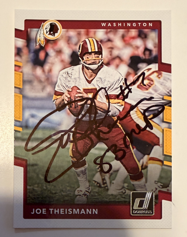 Joe Theismann Autographed Card