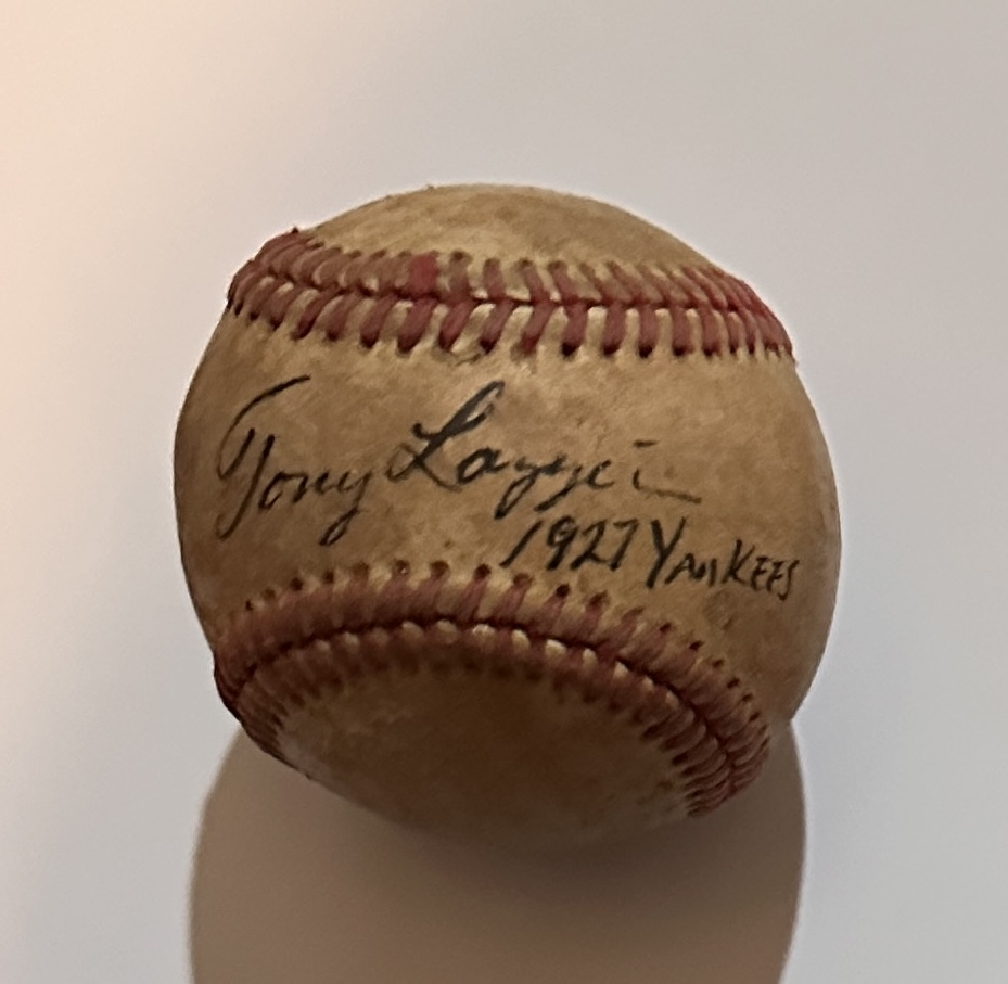 Tony Lazzeri Autographed BASEBALL with 1927 Yankees Inscription