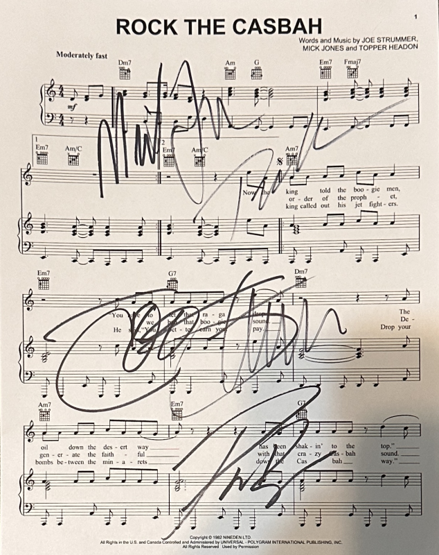 The Clash Autographed Sheet Music All 4