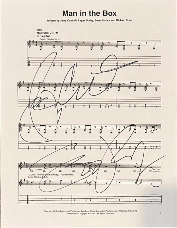 Alice in Chains Jerry and Sean Autographed SHEET MUSIC
