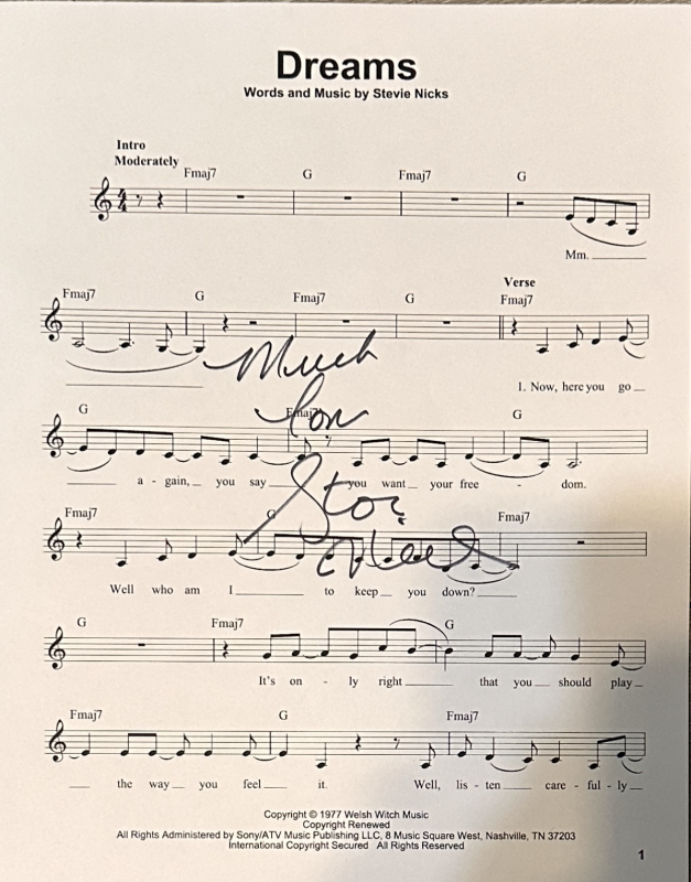 Stevie Nicks Autographed SHEET MUSIC