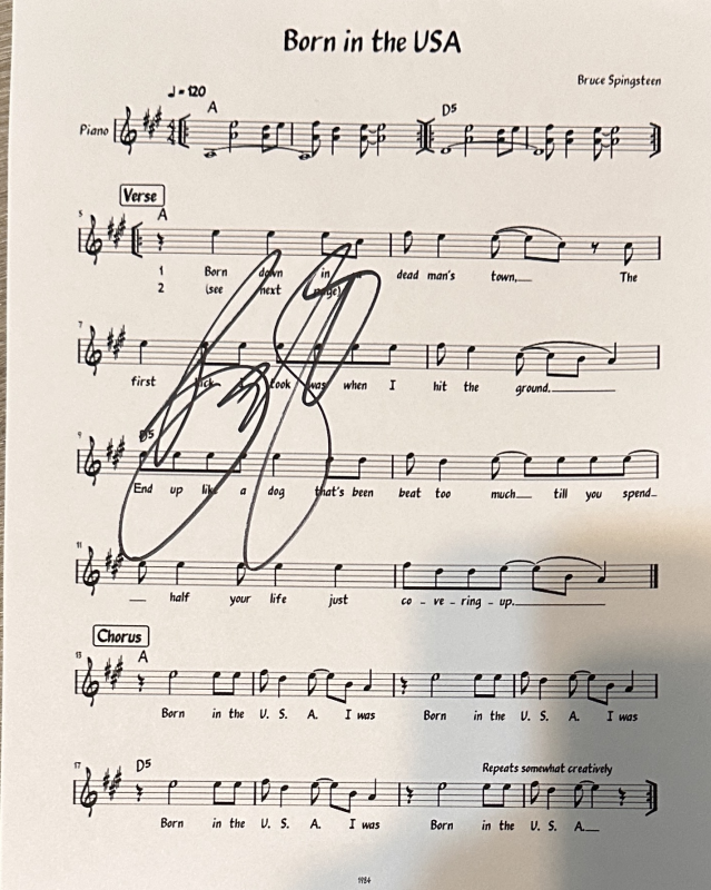 Bruce Springsteen Autographed Sheet Music