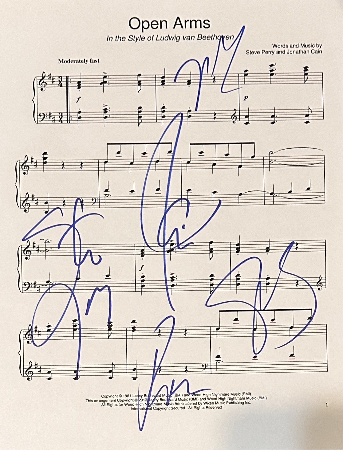 Journey Autographed Sheet Music