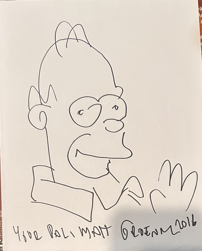 Matt Groening Autographed Drawn Sketch