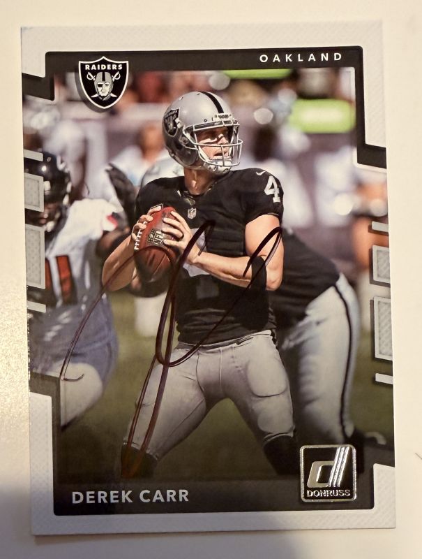 Derek Carr Autographed Card