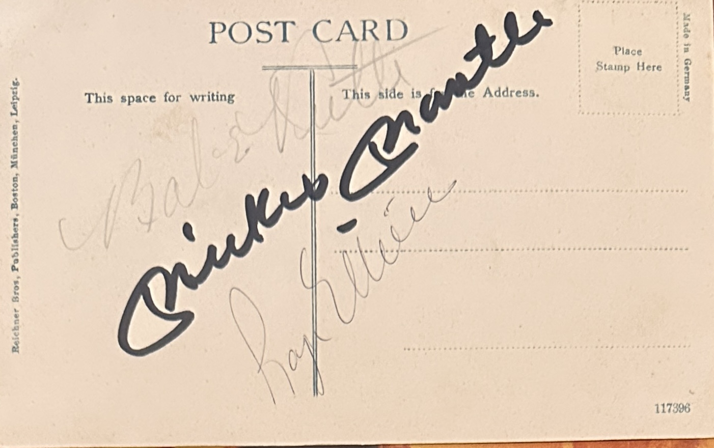 RUTH MANTLE MARIS Autographed Post Card 